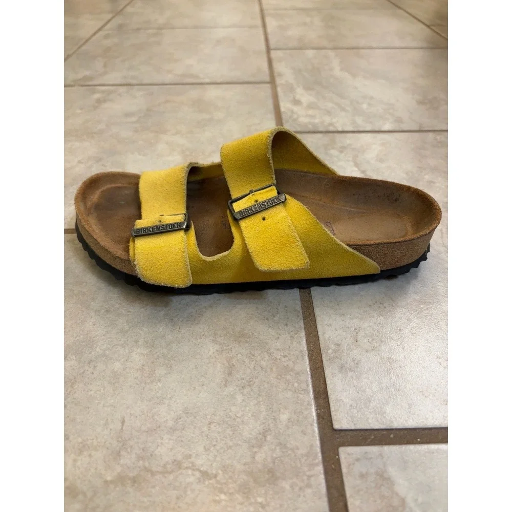 Birkenstock Arizona Soft Footbed Yellow Suede Sandals Womens 37 L6 M4